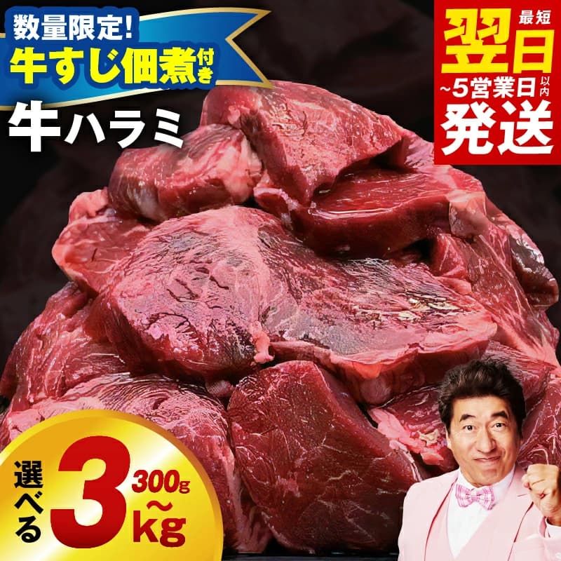 牛ハラミ 300g〜3kg（牛すじ佃煮付き）