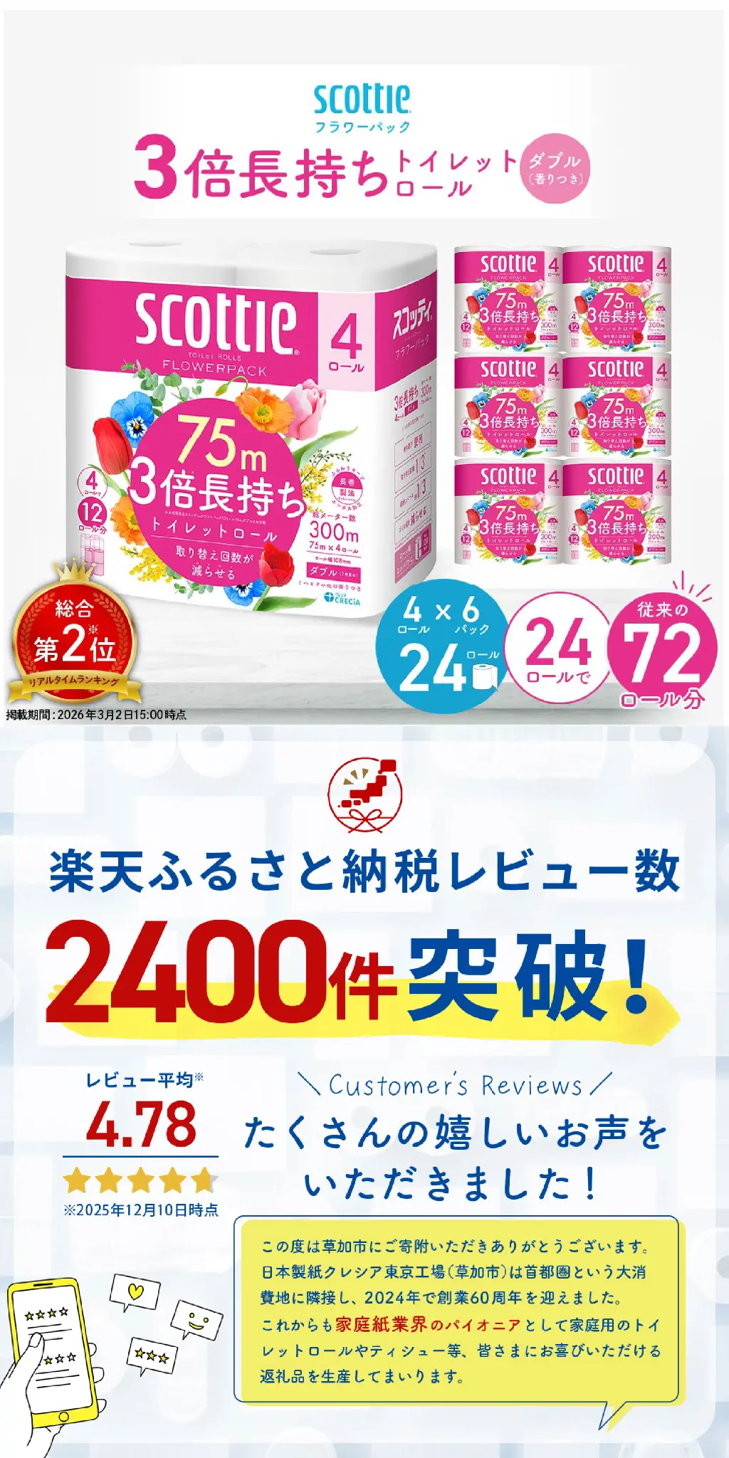 スコッティ フラワーパック 3倍長持ち 24ロール